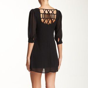 Want & Need Black Lattice Shift Dress